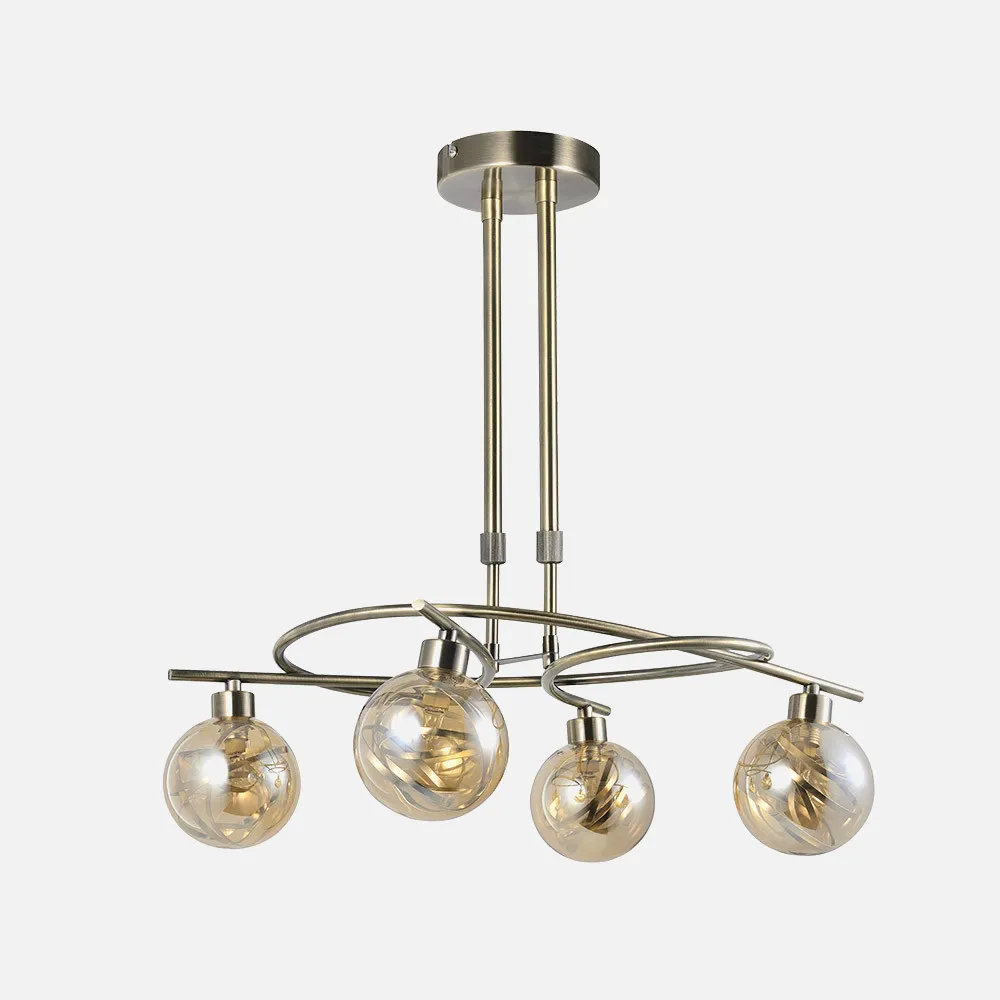 154454014 - Lamp Varanasi 4xg9 Leather  Regx50x32 Cm