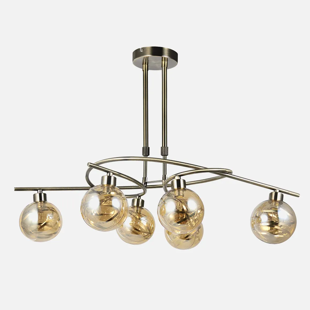 154456014 - Lampara Varanasi 6xg9 Cuero Regx65x30 Cm