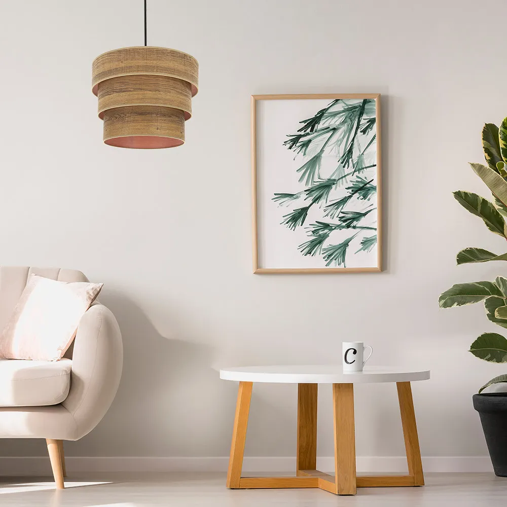 Colgante Triple Smile 1xe27 Cuero/madera Oscura Regx40x40 Cm