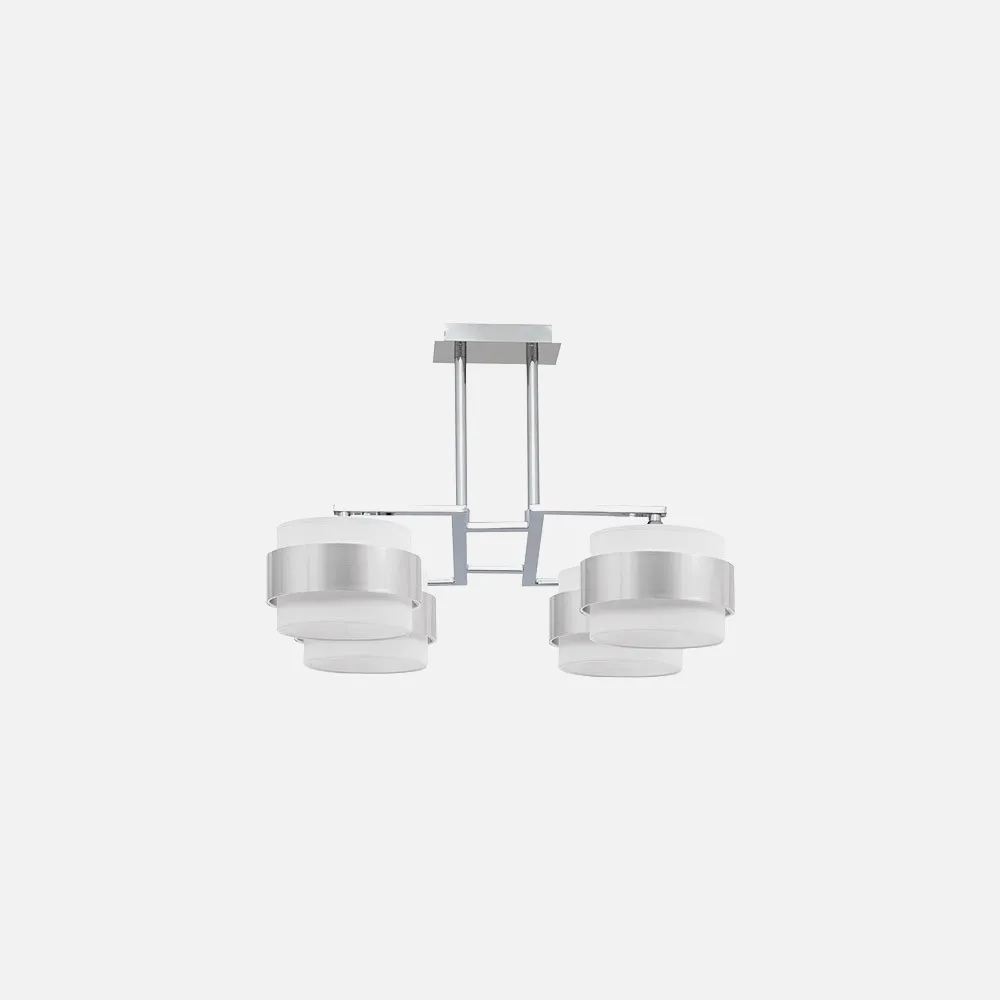 Lampara 4dh Bremen Cromo/blanco-plata 4xe14 Regx60x60 Cm