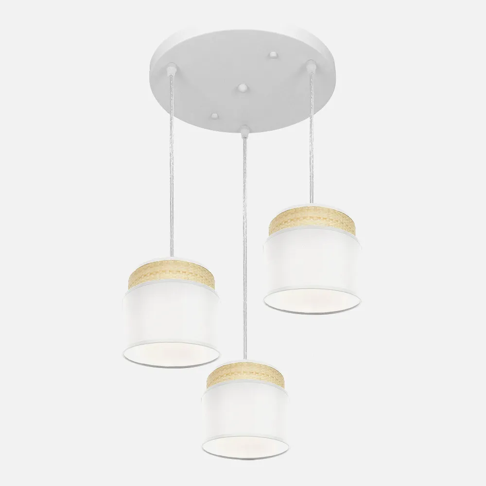 174283001 - Candeeiro de tecto Kandy 3xe27 Natural/white Regx39x39 Cm
