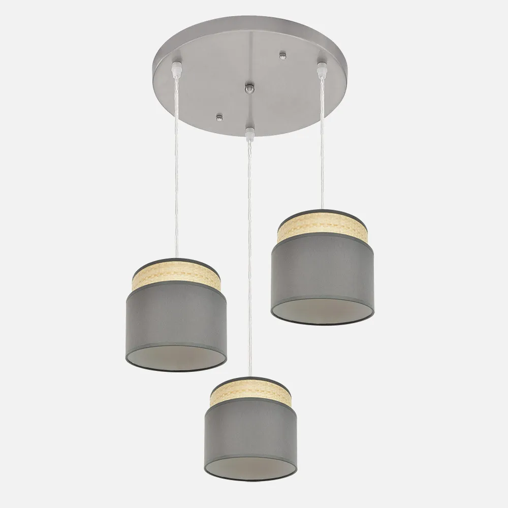 174283028 - Plafon Kandy 3xe27 Natural/gris Regx39x39 Cm