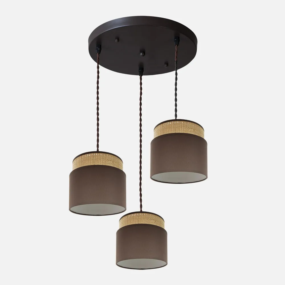 174283002 - Candeeiro de tecto Kandy 3xe27 Natural/brown Regx39x39 Cm