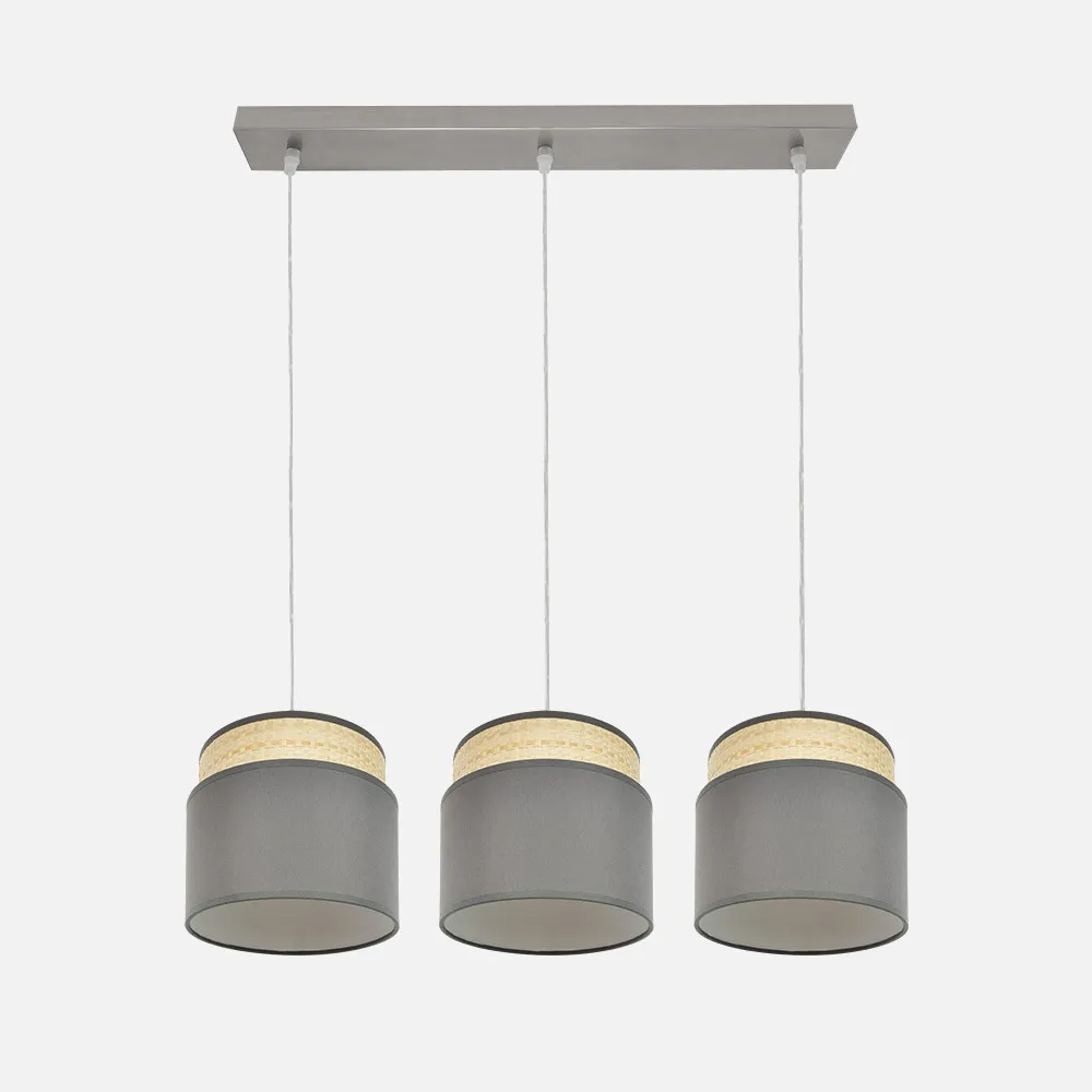 174293128 - Regleta Kandy 3xe27 Natural/gris Regx68x19 Cm