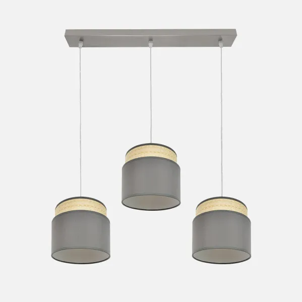 Regleta Kandy 3xe27 Natural/gris Regx68x19 Cm