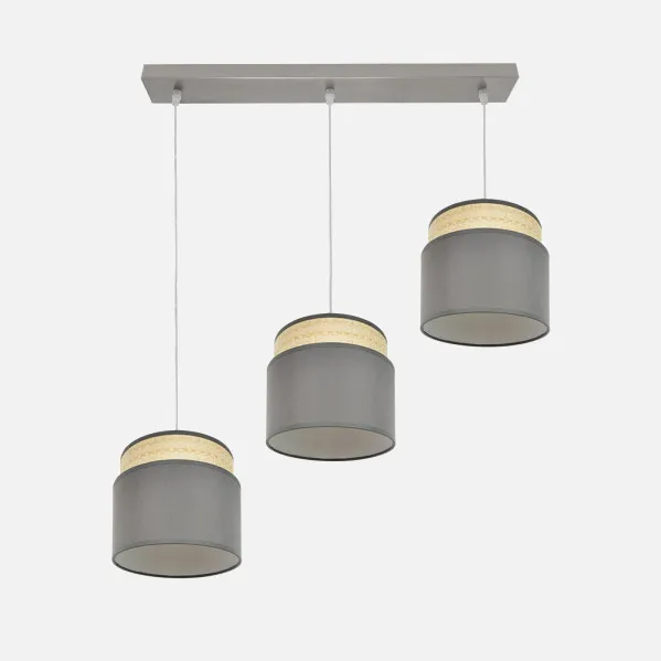 Regleta Kandy 3xe27 Natural/gris Regx68x19 Cm