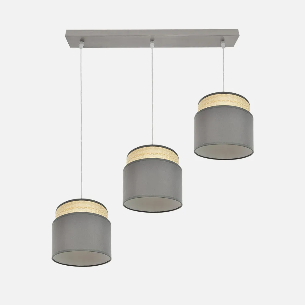 Regleta Kandy 3xe27 Natural/gris Regx68x19 Cm