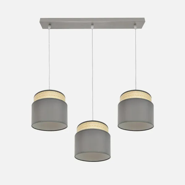 Regleta Kandy 3xe27 Natural/gris Regx68x19 Cm