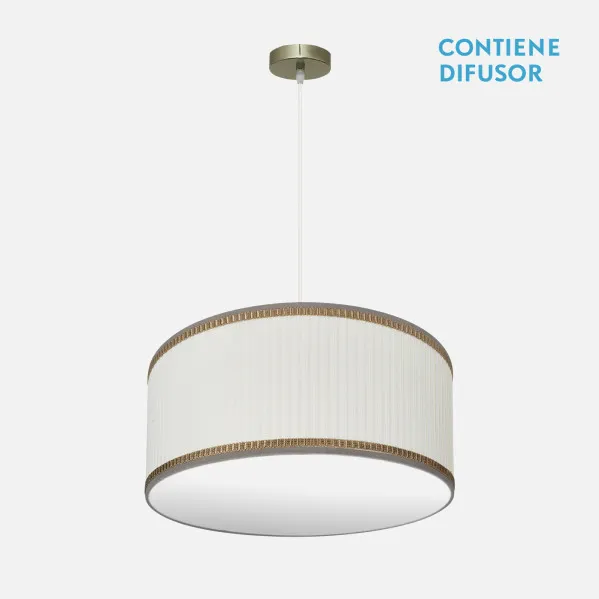 Colgante Soprano 2xe27 Cuero/beis Regx50x50 Cm