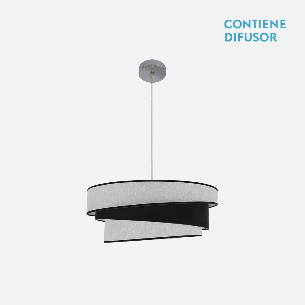 179895009 - Colgante Hara 2xe27 Cromo/blanco-negro Regx50x50 Cm
