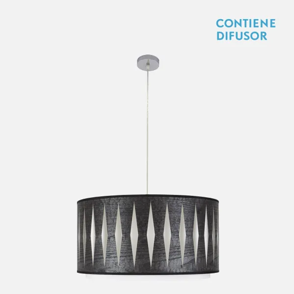 Colgante Alexandra 2xe27 Cromo/madera Negra Regx50x50 cm