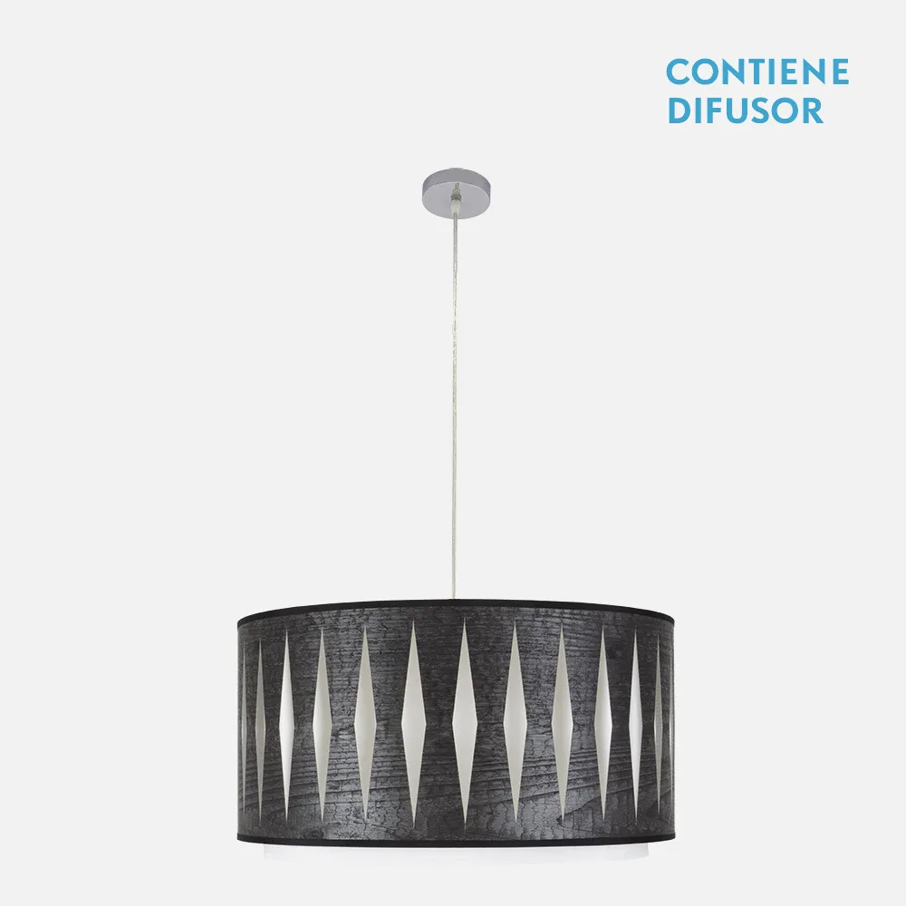177895009 - Colgante Alexandra 2xe27 Cromo/madera Negra Regx50x50 cm