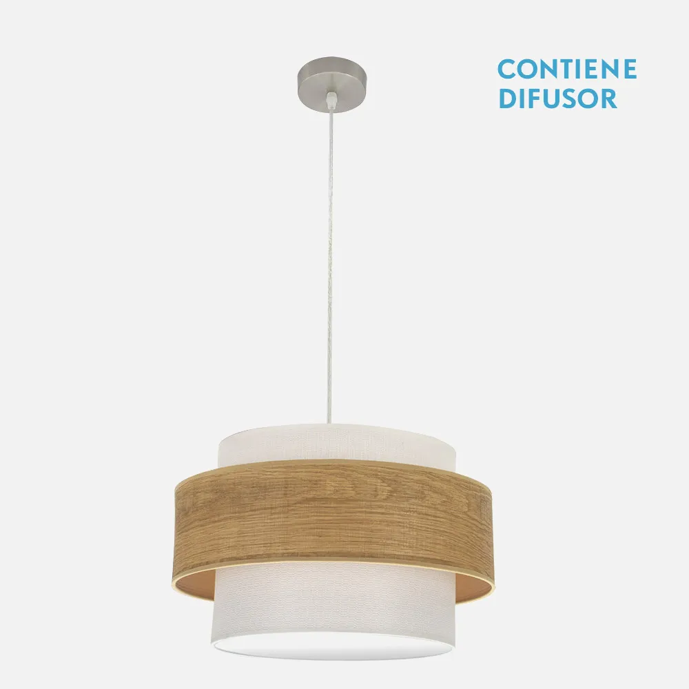 177695085 - Myriam Pendant 2xe27 Nickel/Clear Wood Regx50x50 Cm