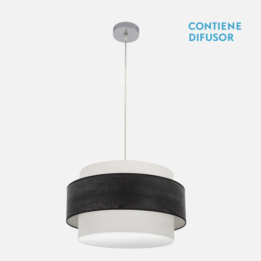 177695009 - Myriam Pendant 2xe27 Chrome/Black Wood Regx50x50 Cm