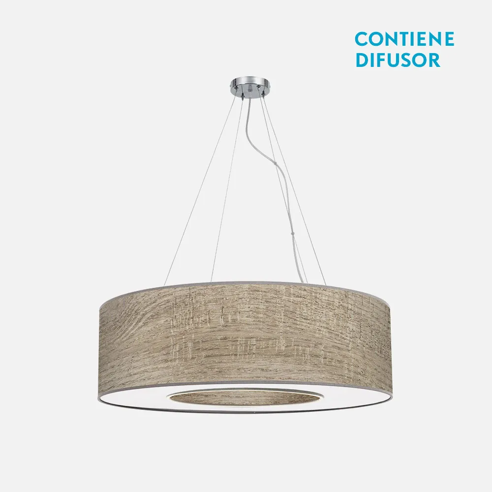 051996583 - Colgante Mediano Haiti 4xe27 Cromo/Madera Gris Regx65x65 Cm