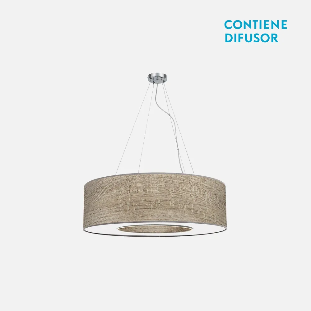 051995083 - Colgante Peq. Haiti 4xe27 Cromo/Madera Gris Regx50x50 Cm
