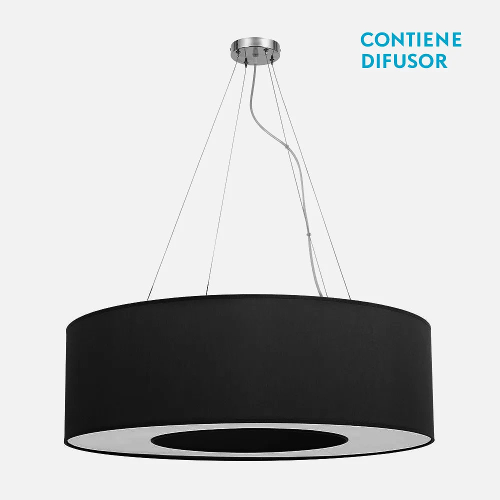 051998009 - Colgante Grande Haiti 4xe27 Cromo/Negro Regx80x80 Cm