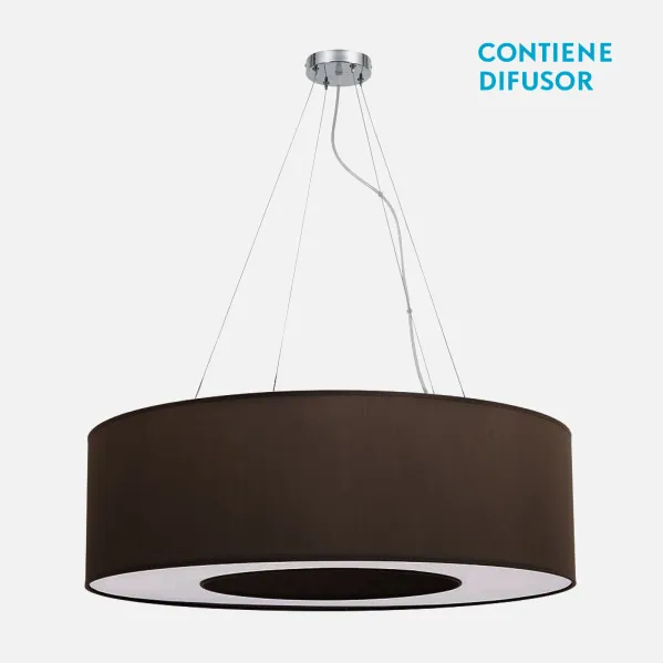 Colgante Grande Haiti 4xe27 Cromo/Marron Regx80x80 Cm