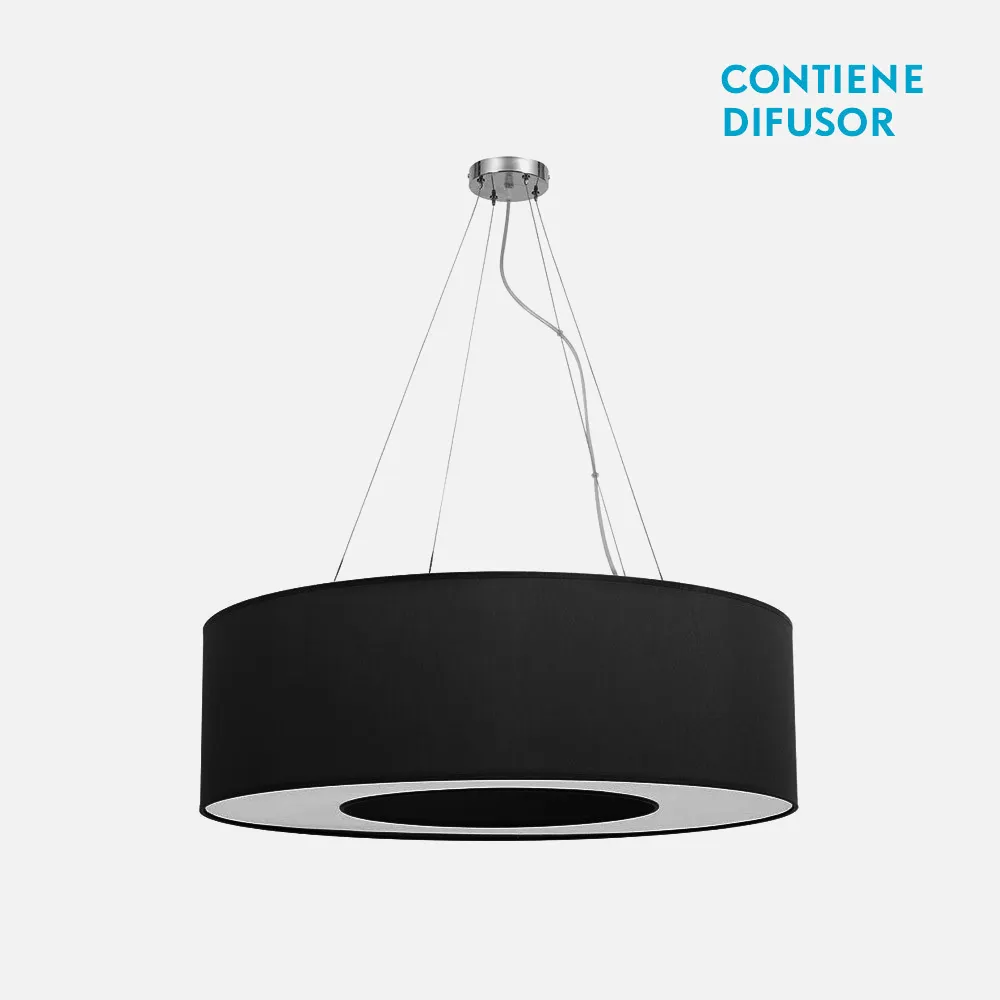 051996509 - Colgante Mediano Haiti 4xe27 Cromo/Negro Regx65x65 Cm