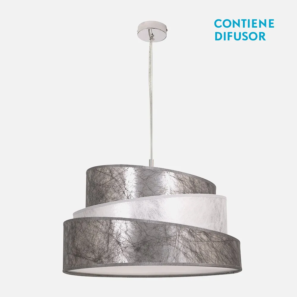 023895010 - Colgante Colonia Cromo/plata-blanco 3xe27 Regx50x50 Cm