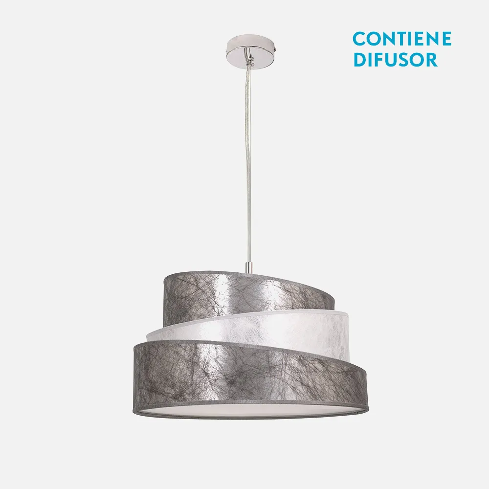 023894010 - Colgante Colonia Cromo/plata-blanco 3xe27 Regx40x40 Cm