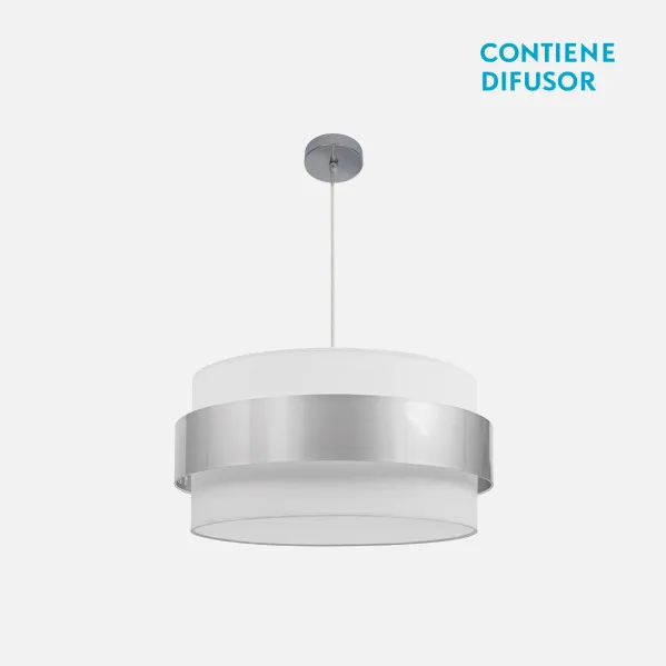 Colgante Bremen Cromo/blanco-plata 3xe27 Regx50x50 Cm
