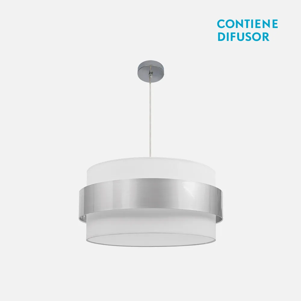 066495020 - Colgante Bremen Cromo/blanco-plata 3xe27 Regx50x50 Cm