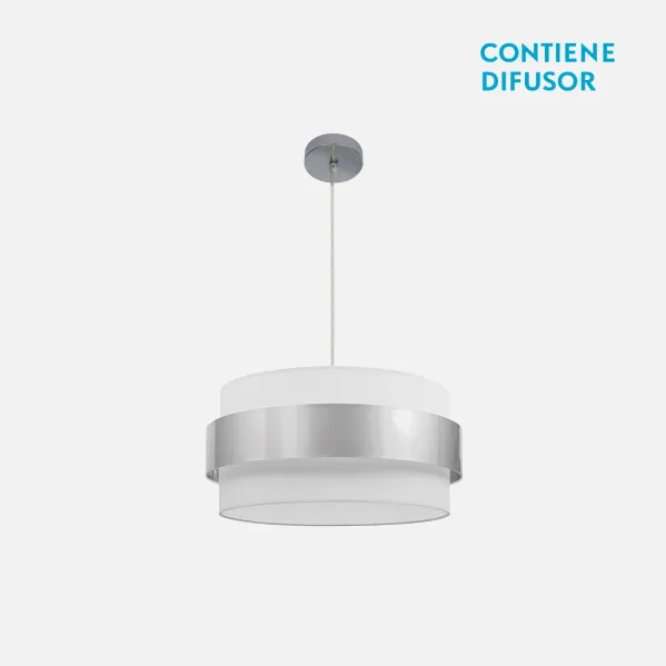 Colgante Bremen Cromo/blanco-plata 3xe27 Regx40x40 Cm
