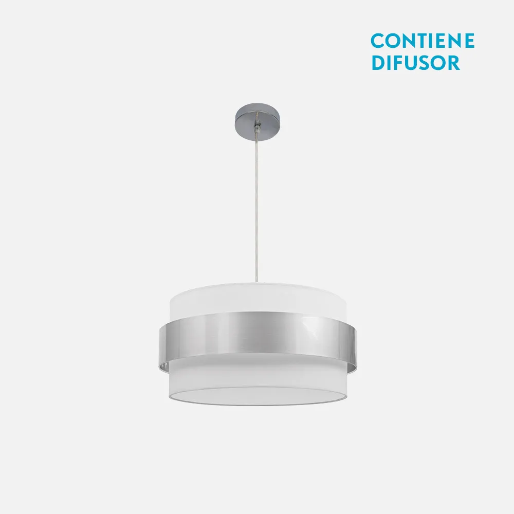 066494020 - Colgante Bremen Cromo/blanco-plata 3xe27 Regx40x40 Cm
