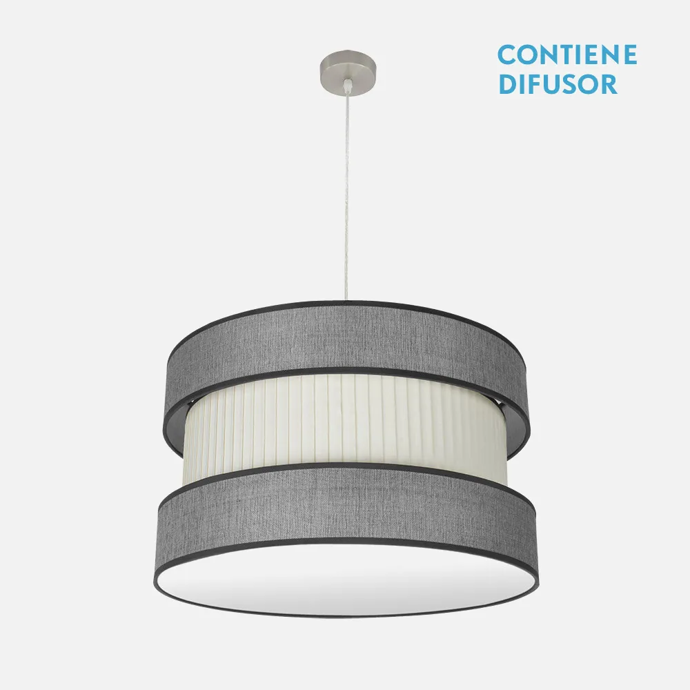 175596028 - Colgante Home 3xe27 Niquel/gris-beis Regx60x60 Cm