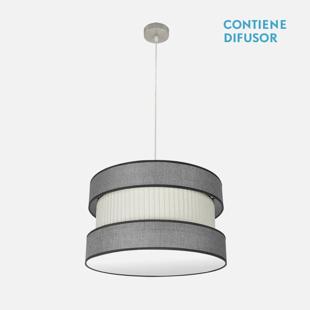 175595028 - Colgante Home 2xe27 Niquel/gris-beis Regx50x50 Cm