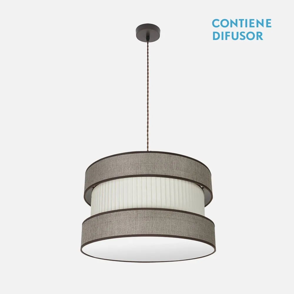 175595002 - Colgante Home 2xe27 Marron/marron-beis Regx50x50 Cm