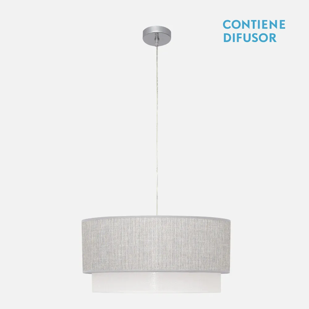 111095028 - Colgante Kenya 3xe27 Gris/blanco Regx50x50 Cm