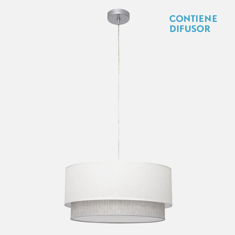 111095001 - Colgante Kenya 3xe27 Blanco/gris Regx50x50 Cm