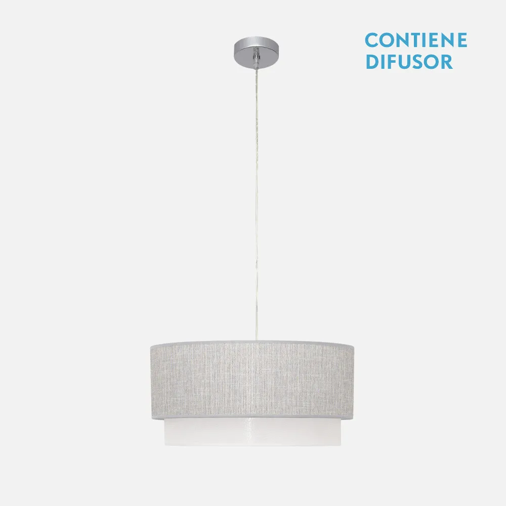 111094028 - Colgante Kenya 3xe27 Gris/blanco Regx40x40 Cm