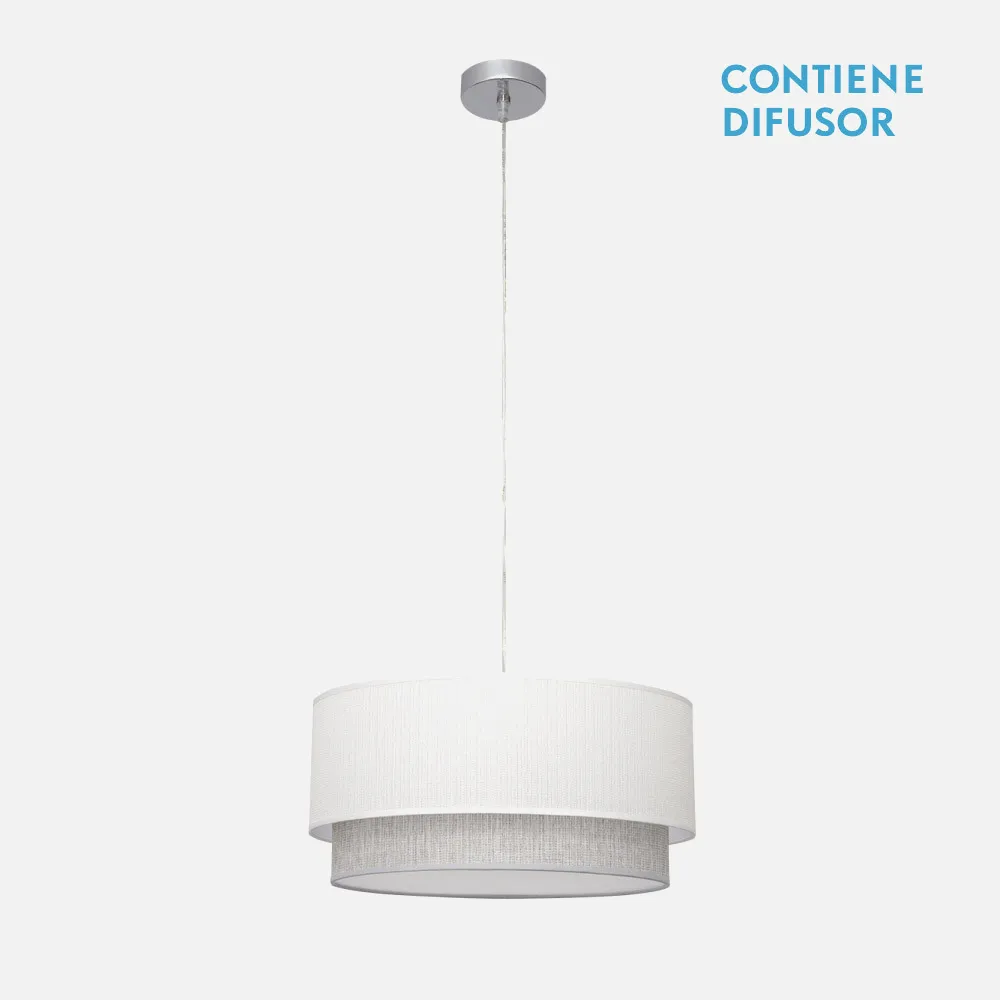 111094001 - Colgante Kenya 3xe27 Blanco/gris Regx40x40 Cm
