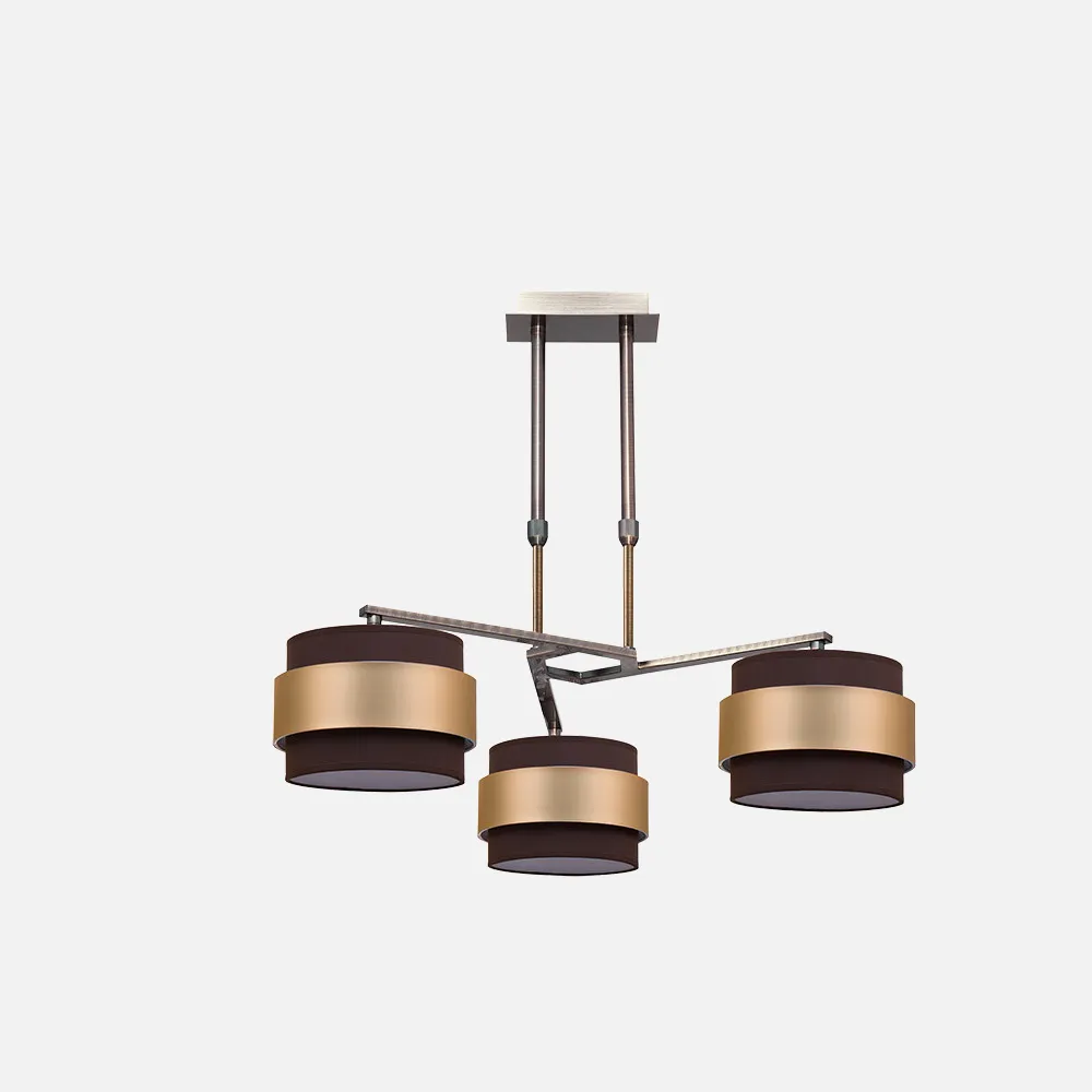 066453014 - Lamp Bremen Leather/brown-gold 3xe14 Regx55x55 Cm