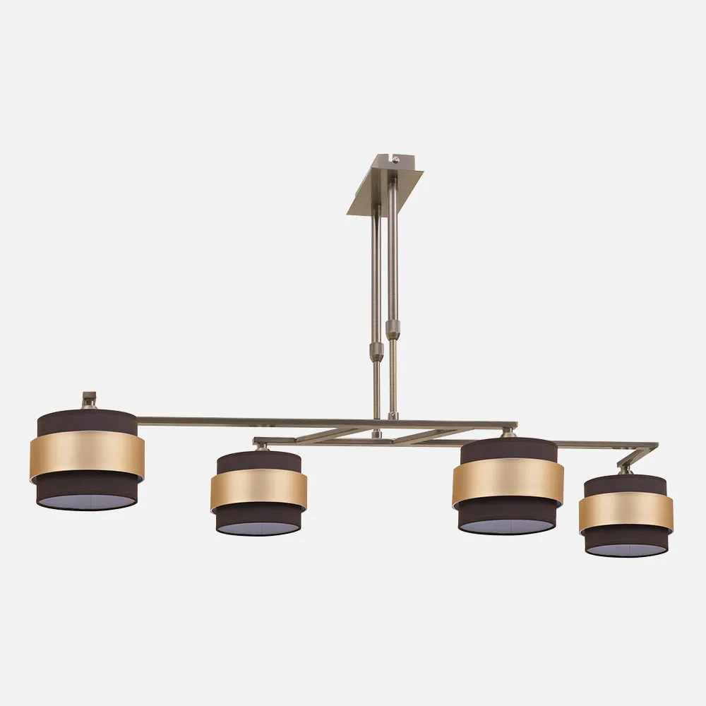 066454414 - Lampara 4lp Bremen Cuero/marron-oro 4xe14 Regx94x34 Cm