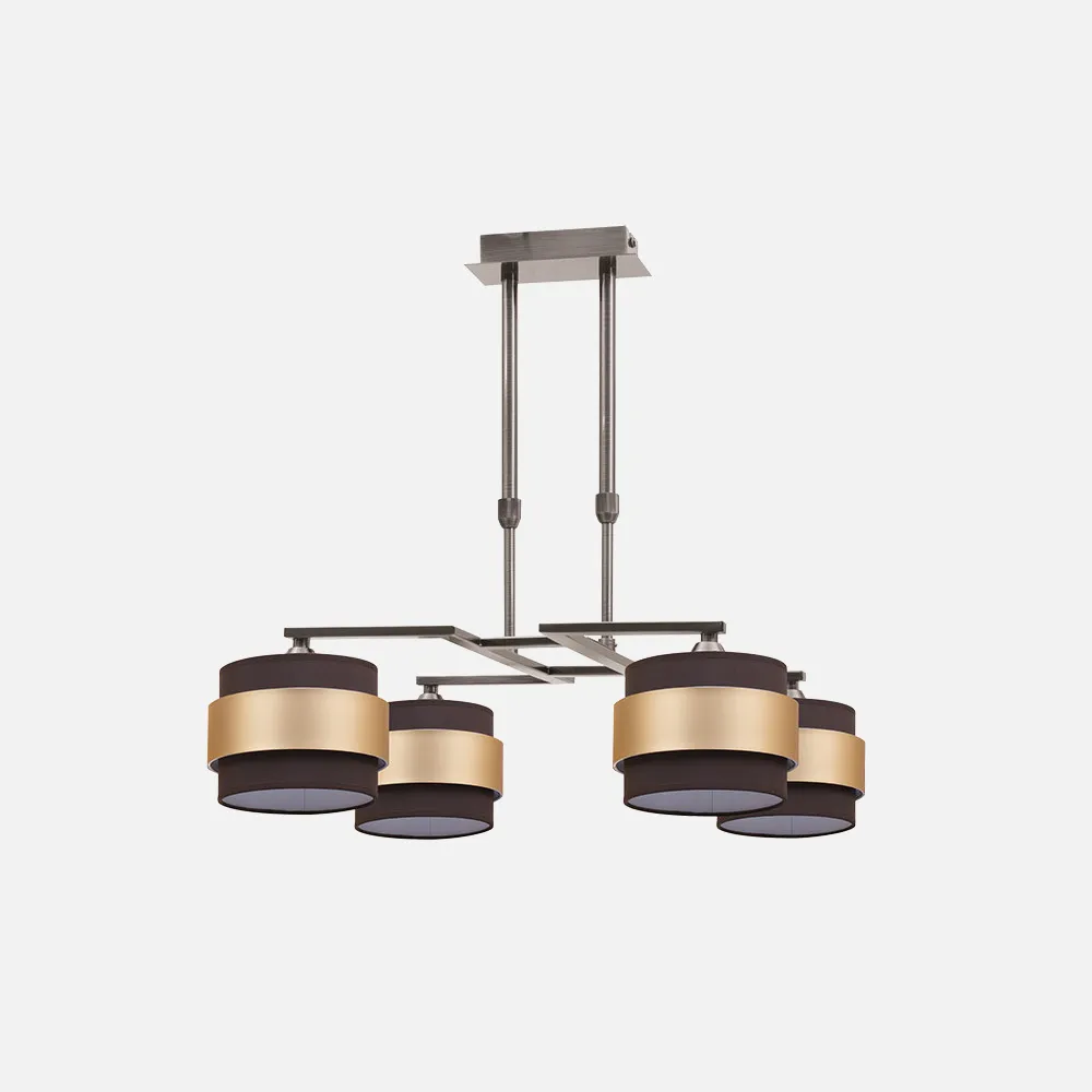 066484014 - Lampara 4dh Bremen Cuero/marron-oro 4xe14 Regx60x60 Cm