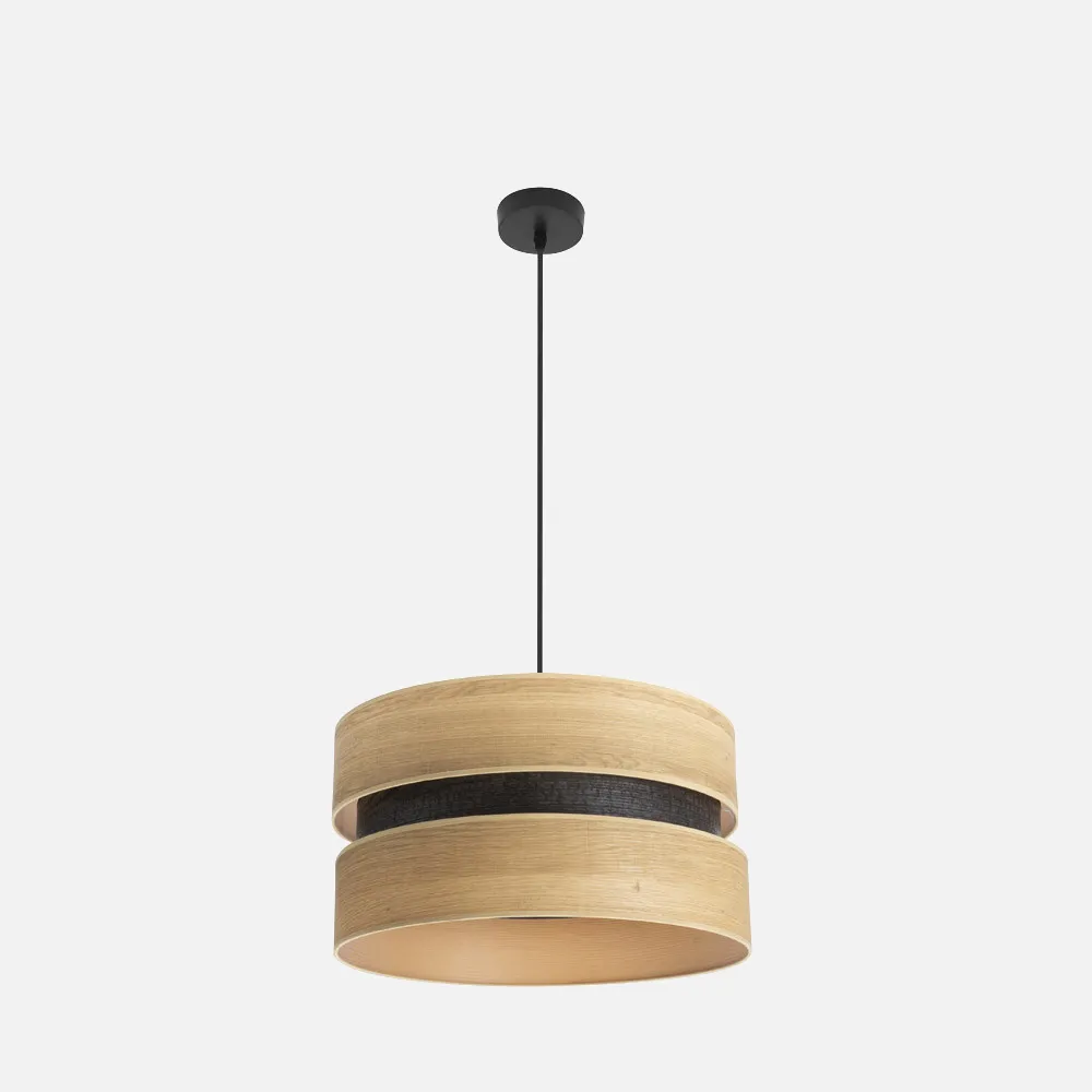 175694085 - Colgante Colet 1xe27 Negro/madera Clara Regx40x40 Cm