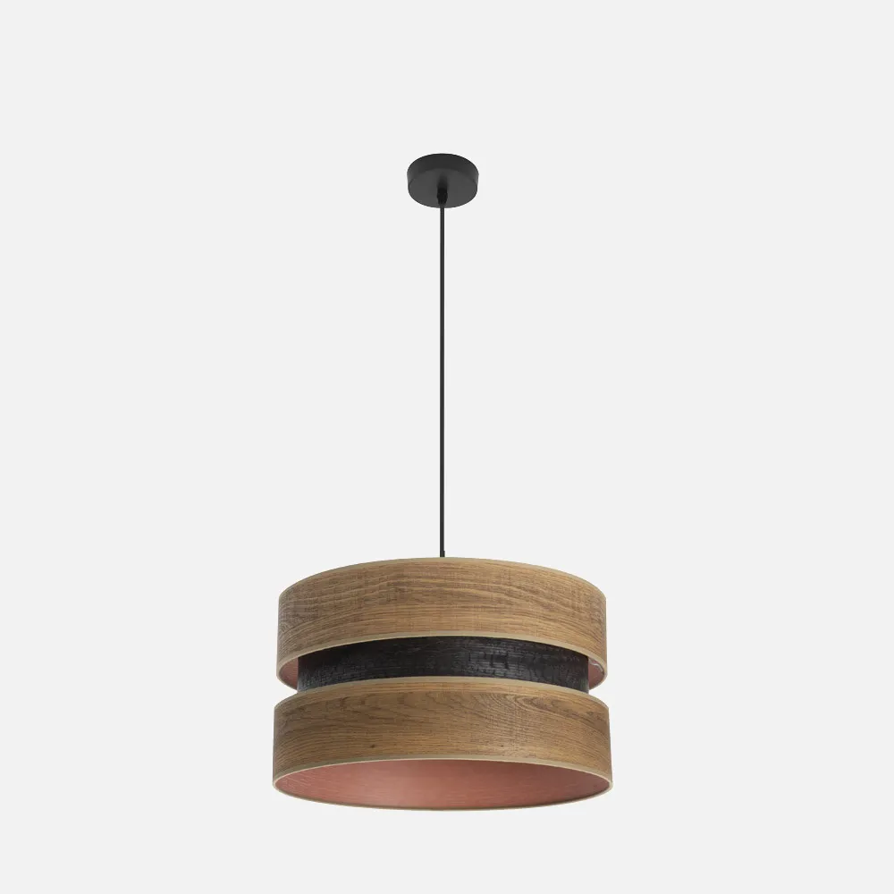 175694084 - Colgante Colet 1xe27 Negro/madera Oscura Regx40x40 Cm