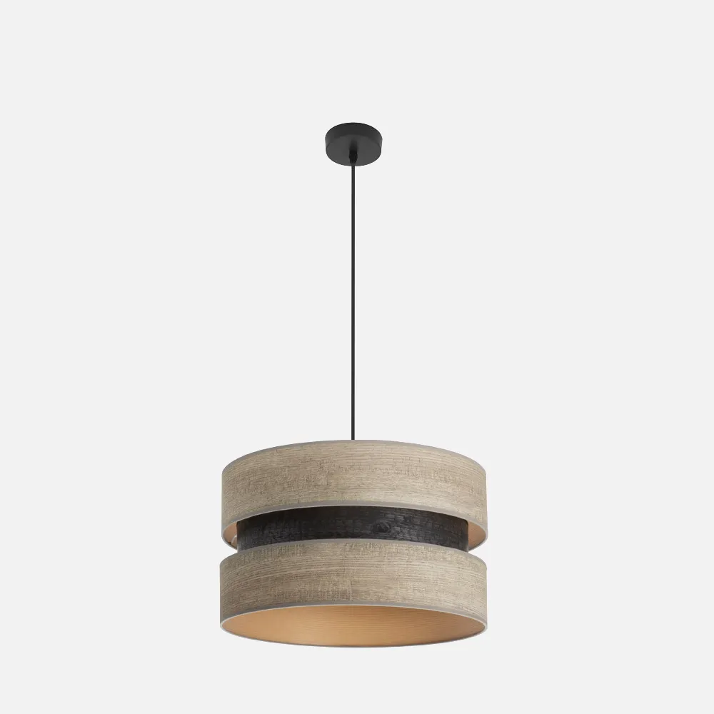 175694083 - Colgante Colet 1xe27 Negro/madera Gris Regx40x40 Cm