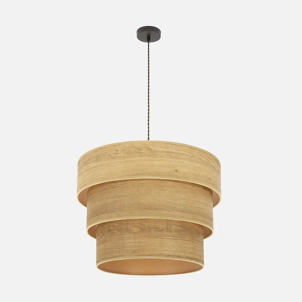 175395085 - Pingente sorriso triplo 3xe27 Brown/Clear Wood Regx50x50 Cm