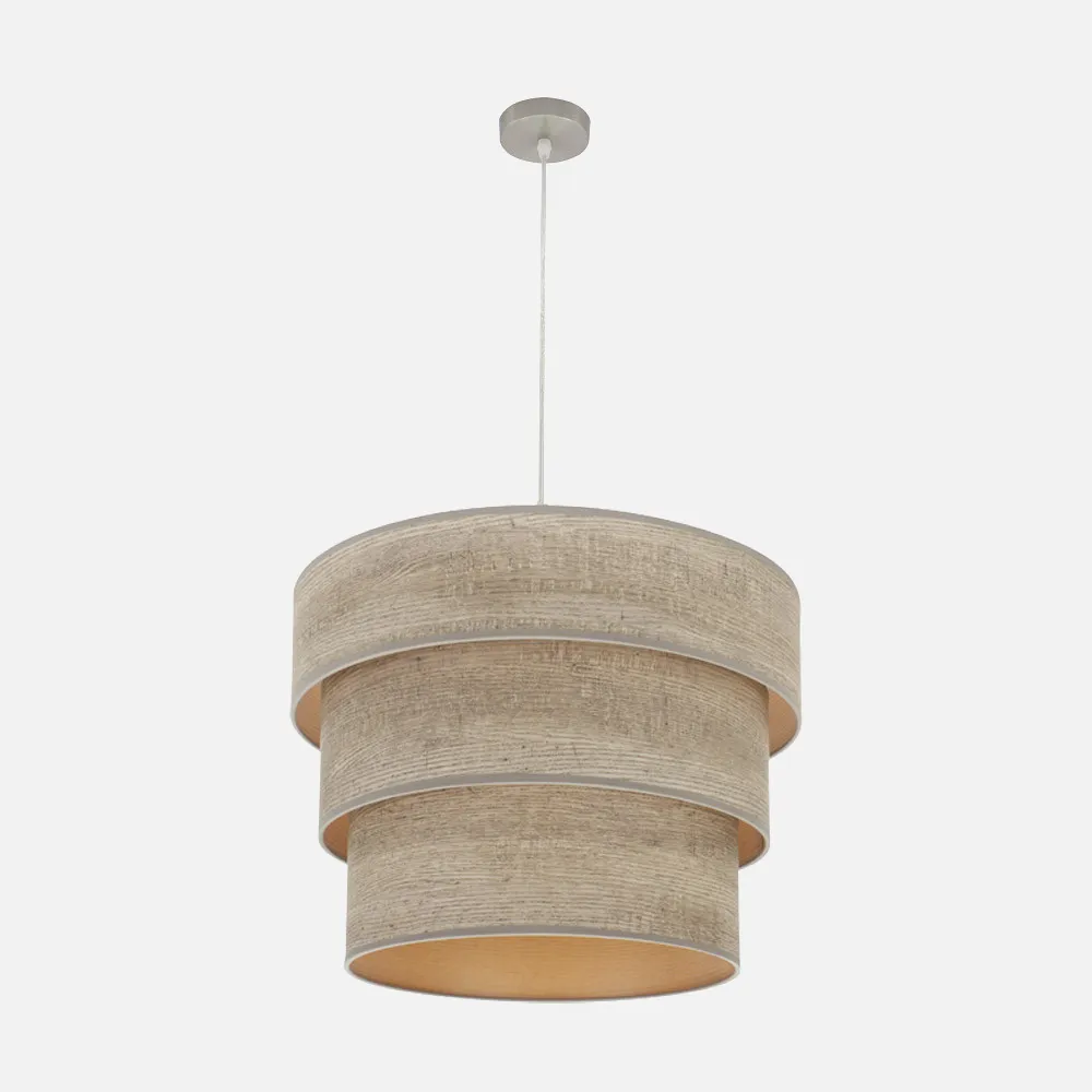 175395083 - Colgante Triple Smile 3xe27 Niquel/madera Gris Regx50x50 Cm