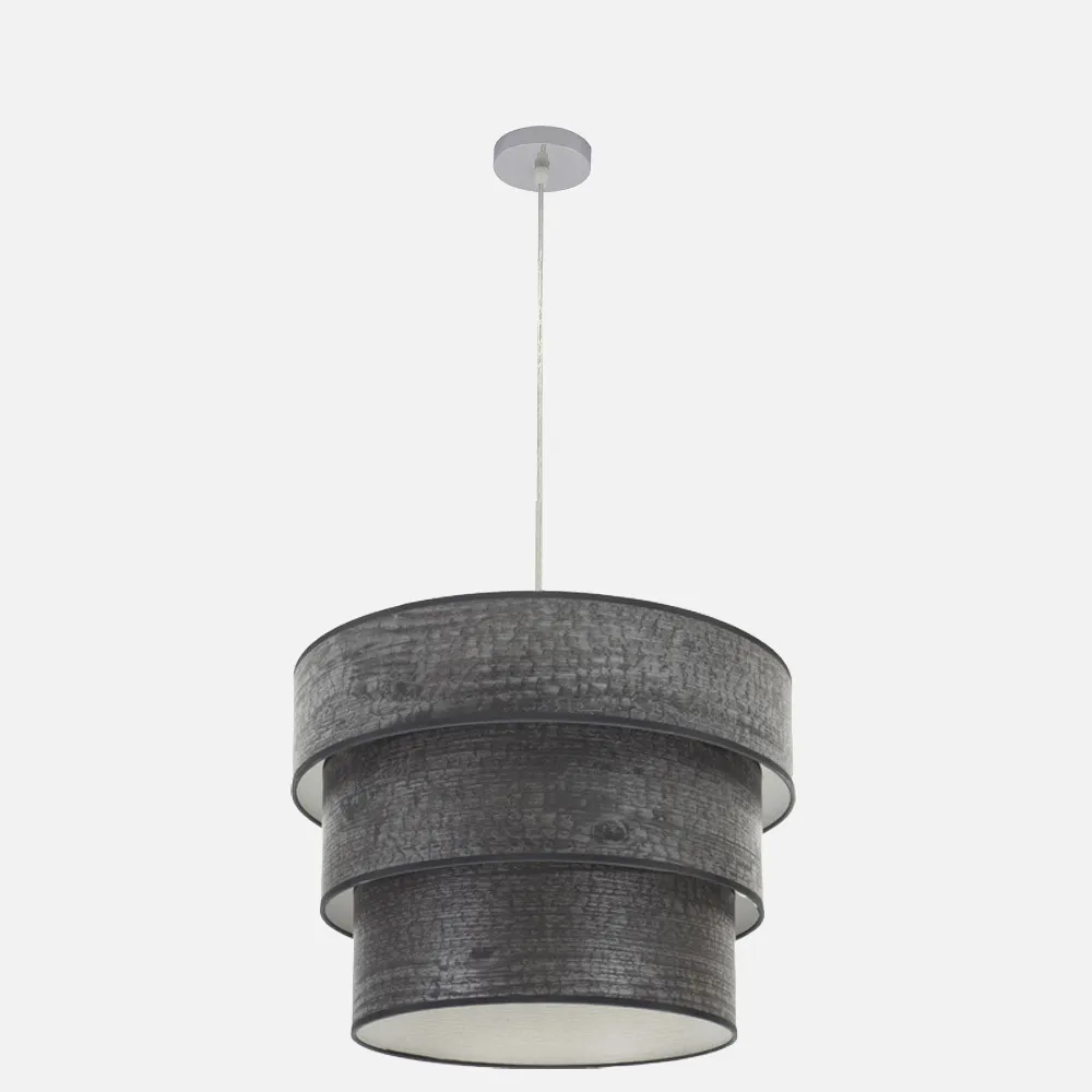 175395009 - Colgante Triple Smile 3xe27 Cromo/madera Negra Regx50x50 Cm