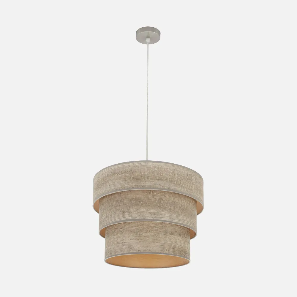 175394083 - Colgante Triple Smile 1xe27 Niquel/madera Gris Regx40x40 Cm