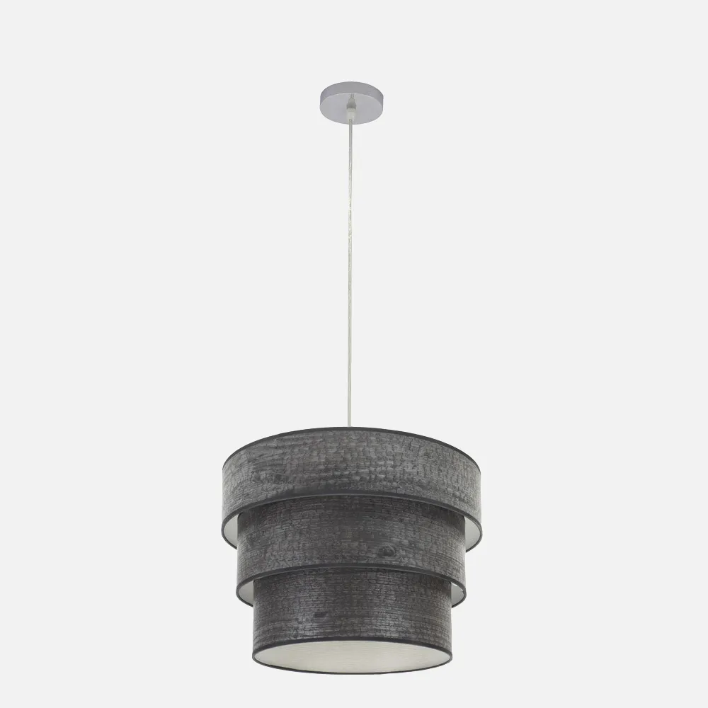 175394009 - Colgante Triple Smile 1xe27 Cromo/Madera Negra Regx40x40 Cm