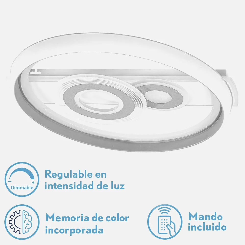 Plafon 80w Sucre 3000-4000-6500k Blanco/gris 7x51x51 Cm 7600lm Reg.intens. C.remoto C/memoria
