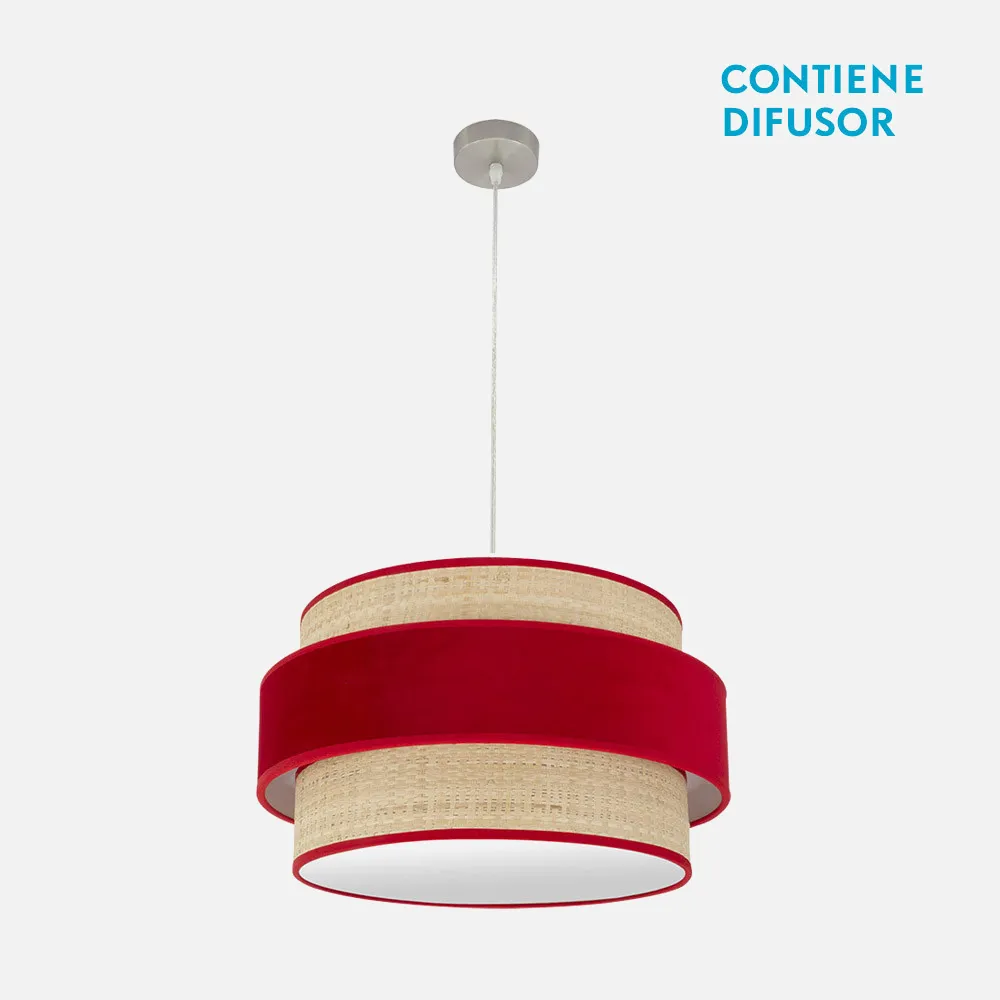 177495007 - Reyes Pendant 2xe27 Níquel/vermelho-natural Regx50x50 Cm
