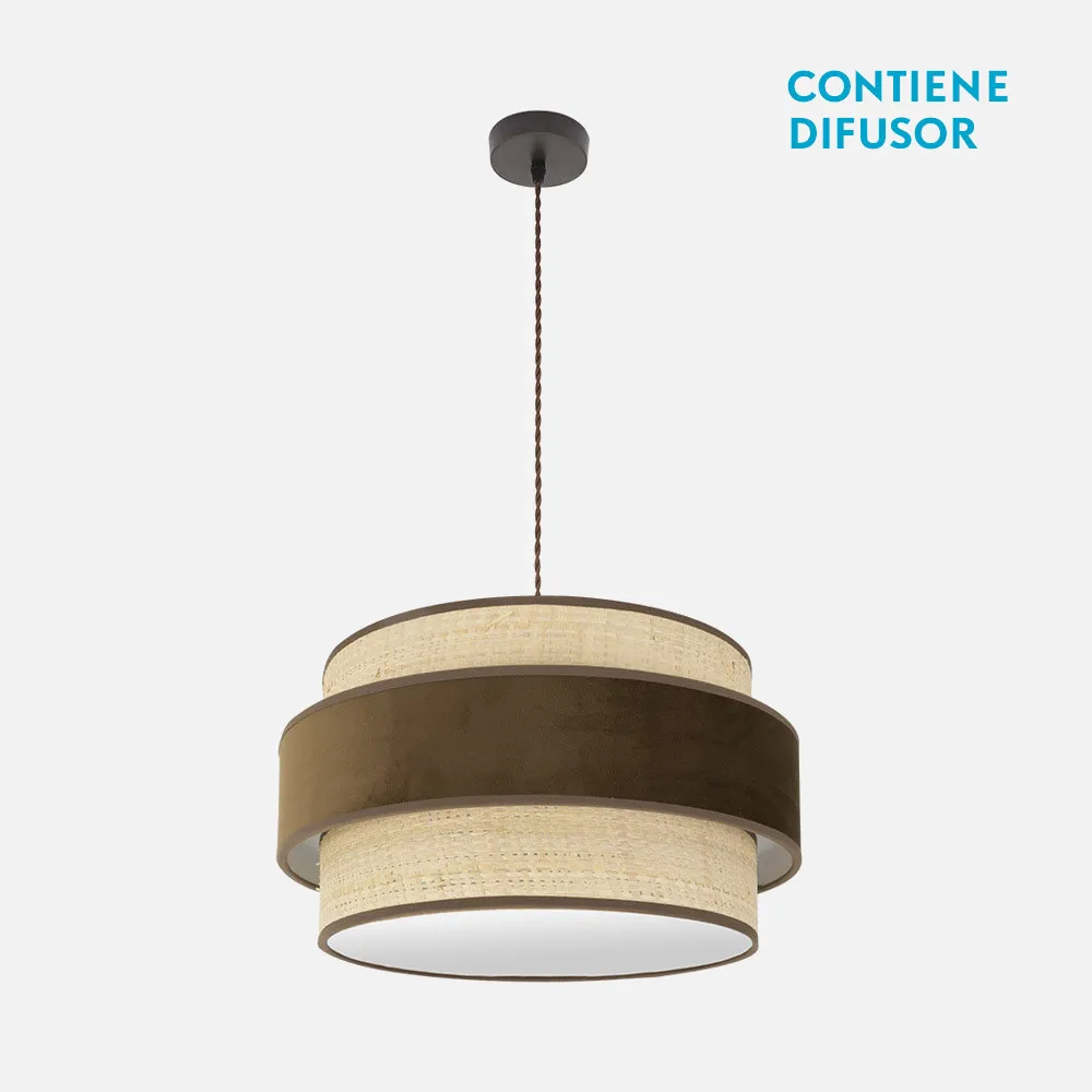 177495002 - Colgante Reyes 2xe27 Marron/natural-marron Regx50x50 Cm